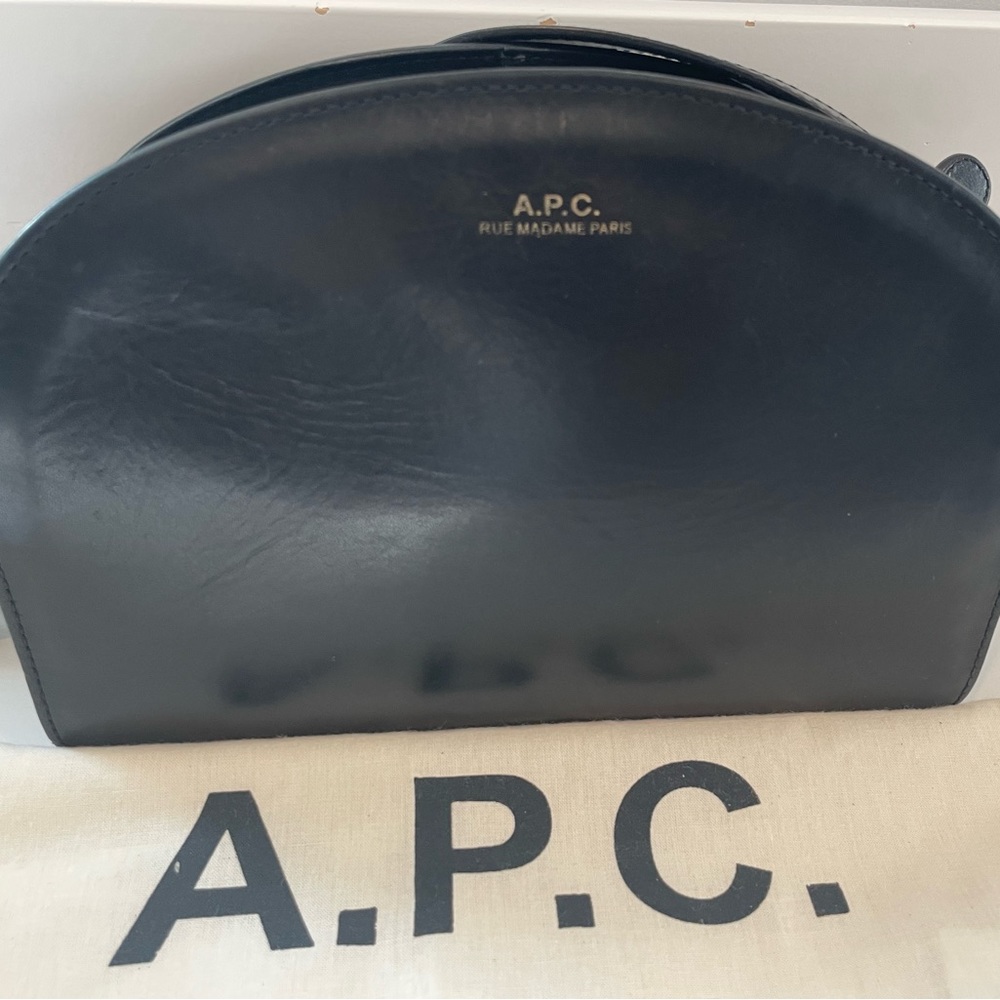 A.P.C. Half Moon Black Demi-lune smooth black leather shoulder/crossbody bag